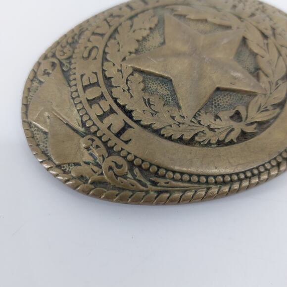 Tony Lama The State of Texas Brass Tony Western Belt Buckle - Picture 6 of 12